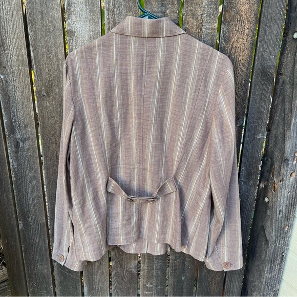 Pendleton Linen Blend Striped Button Blazer Jacket In Browns Sz M - Picture 2 of 14